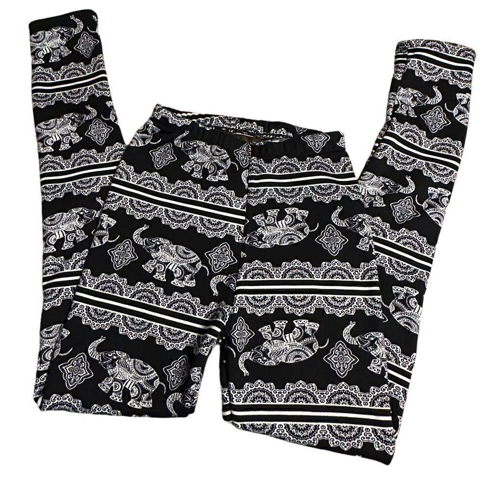 Just Cozy Elephant Pattern Fleece Lined Leggings